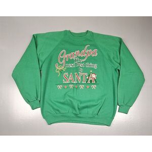 Vintage 80s Grandpa The Next Best Thing To Santa UGLY CHRISTMAS SWEATSHIRT‎ XL.